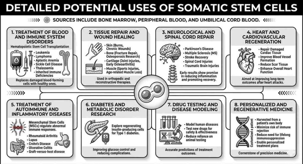 What are the potential uses of somatic stem cells?